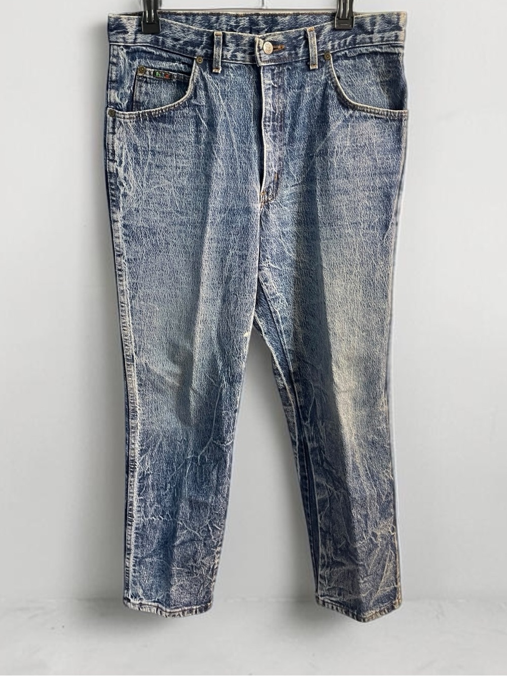 Vintage h.i.s Blues Acid Wash Jeans 33x30 High Rise Tapered Mom Dad Denim